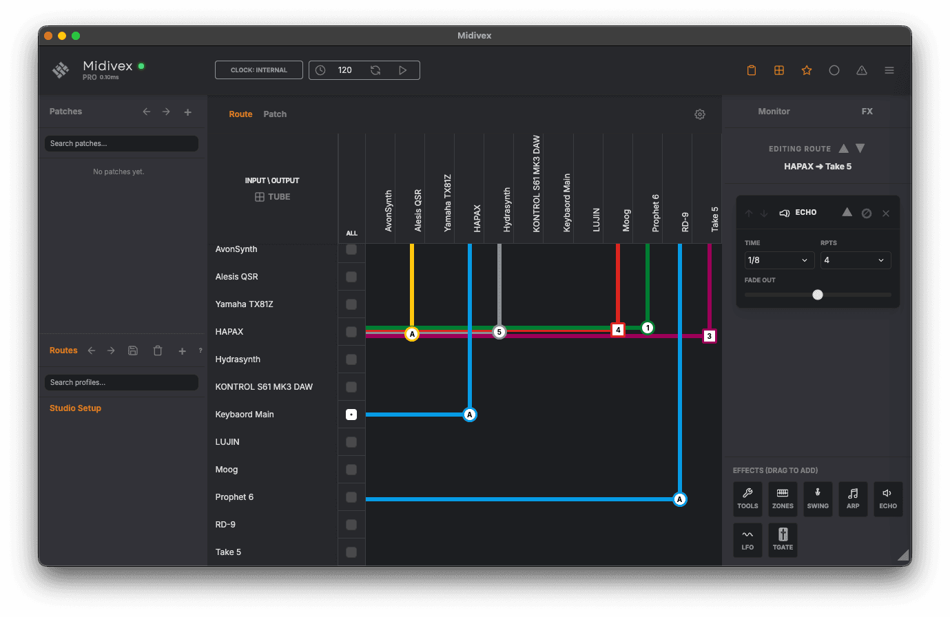 Echo effect added to a route