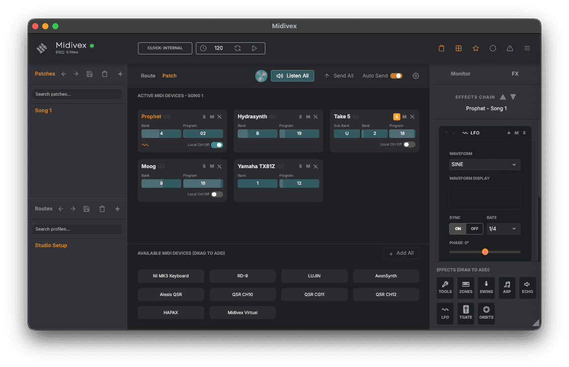 Midivex patch management — live patch values updating across synths