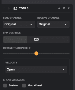 Midivex Tools effect panel